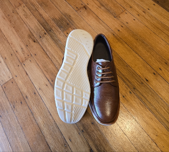 Men\'s Brown Perforated Leather Lace-Up Shoes main image 5